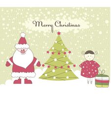 Card With Santa And Girl. Vector Illustration Royalty Free Stock Images Card With Santa And Girl. Vector Illustration Royalty Free Stock Images