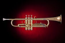 Trumpet Isolated In Red Spotlight Stock Image Trumpet Isolated In Red Spotlight Stock Image