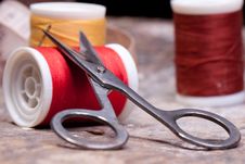 Threads And Scissors Royalty Free Stock Image Threads And Scissors Royalty Free Stock Image