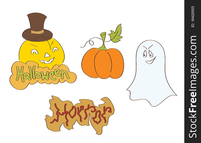 Halloween elements, isolated on white background