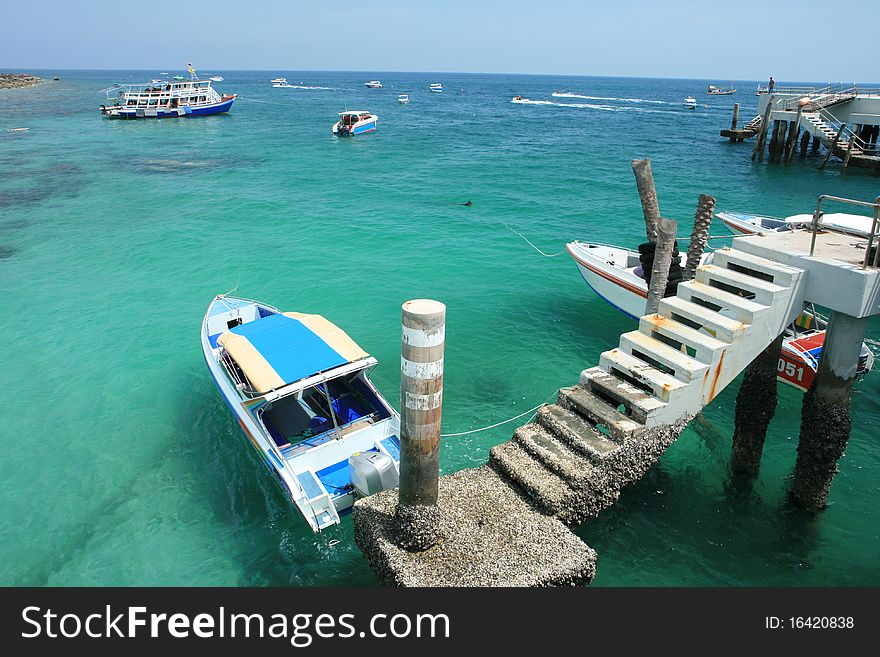 Boat and sea in Larn island, East of Thailand. Boat and sea in Larn island, East of Thailand