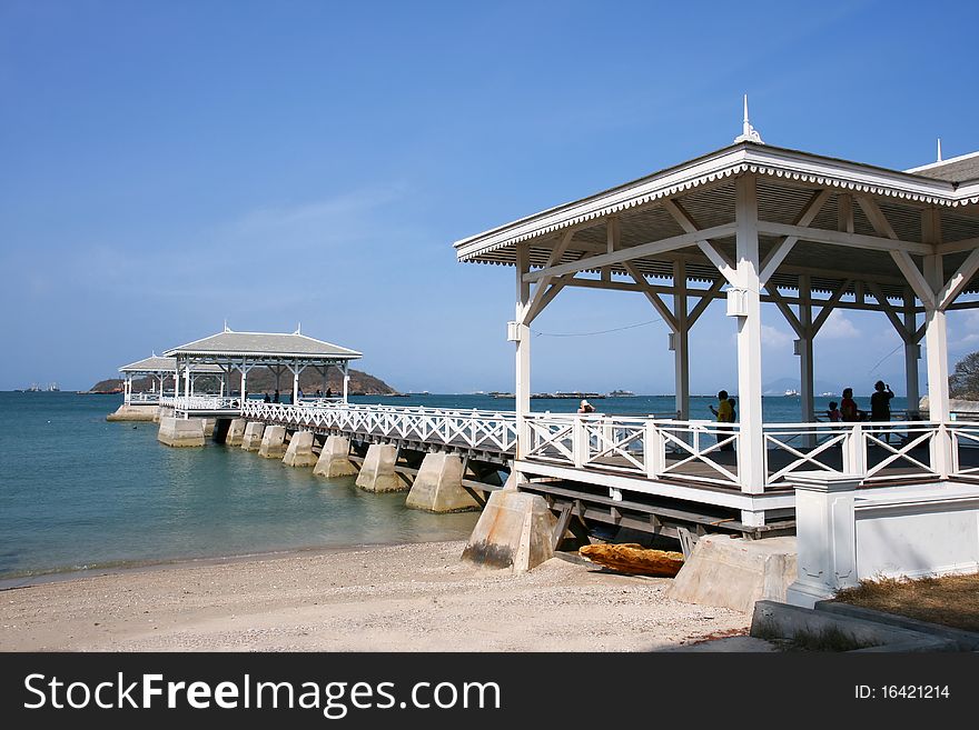 Pavilion and sea in Sri Chang island, East of Thailand