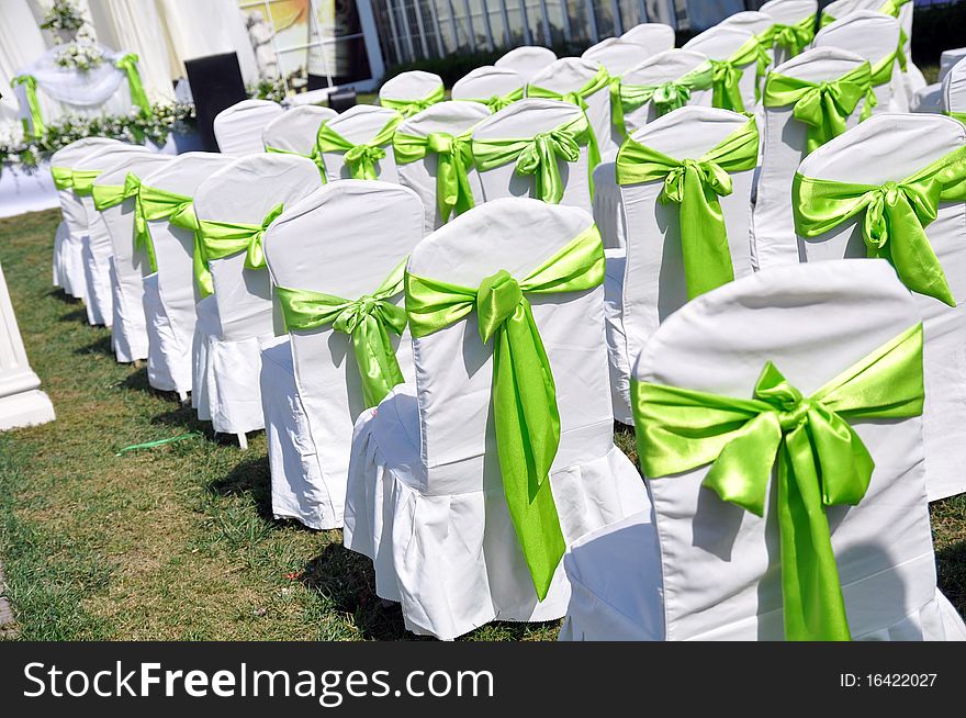 Many chairs in the outdoor wedding