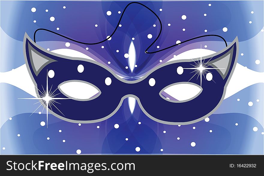 Carnival mask on a dark blue abstract background