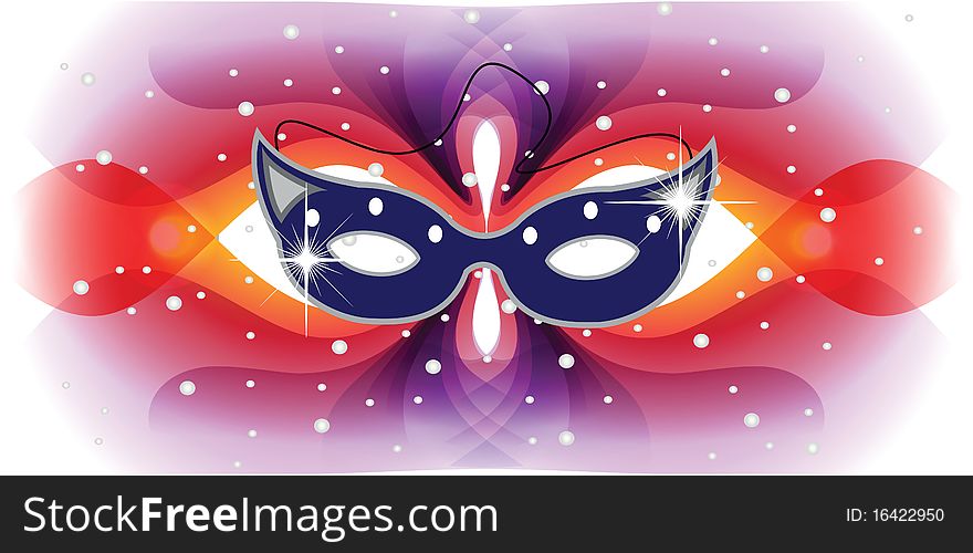 Carnival mask on a  red abstract background