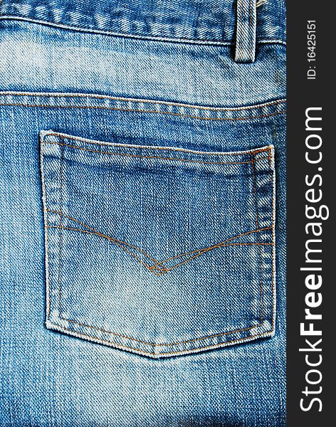 Blue jeans back pocket background texture clothing pattern