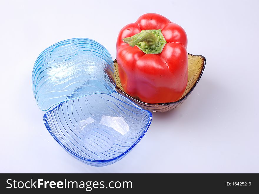Red paprica in glazed bowl. Red paprica in glazed bowl