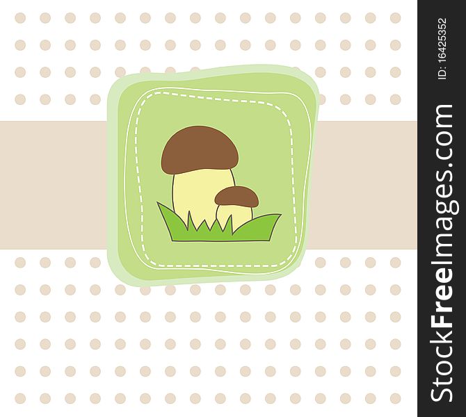 Simple   Card With Mushroom. Vector