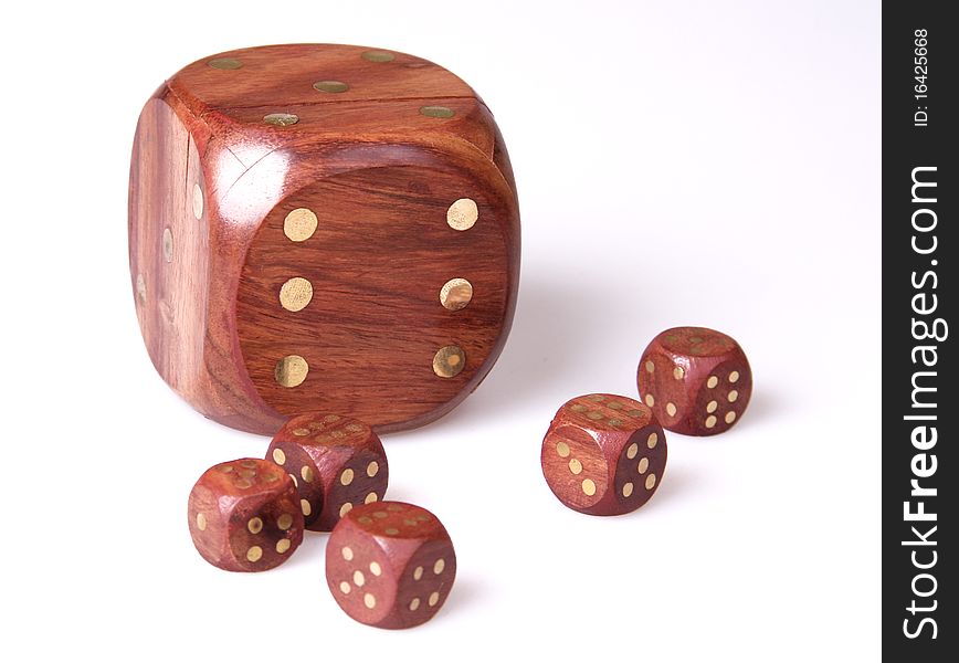 Cubes for game are thrown on a table