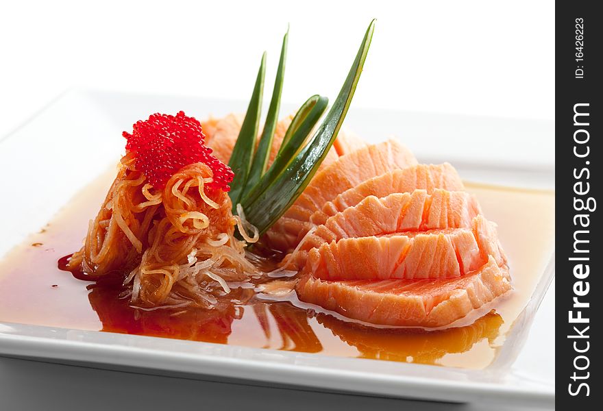 Japanese Cuisine - Salmon Fillet with Noodles and Sauce