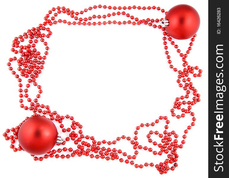 New year frame with two red balls