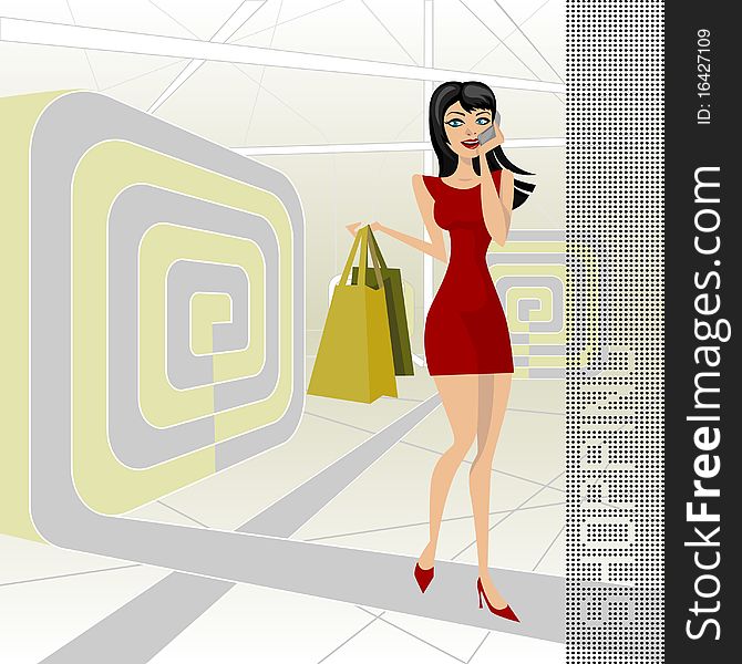 Shopping woman and background vector