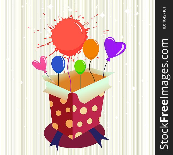 Surprise gift with balloons illustration vector