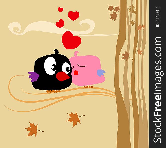 Love birds and heart background vector