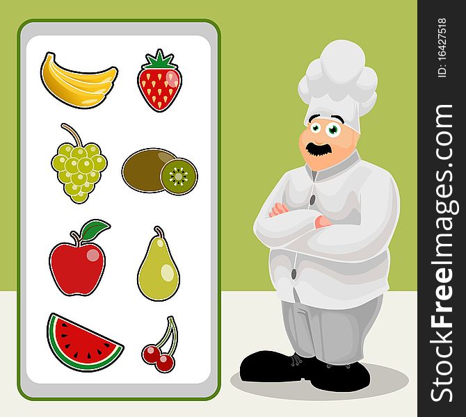 Set of fruit and illustration vector. Set of fruit and illustration vector