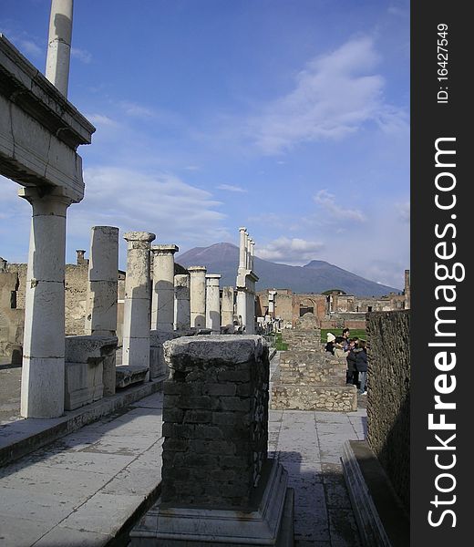 Pompeii colonnade ruins, horizontal orientation