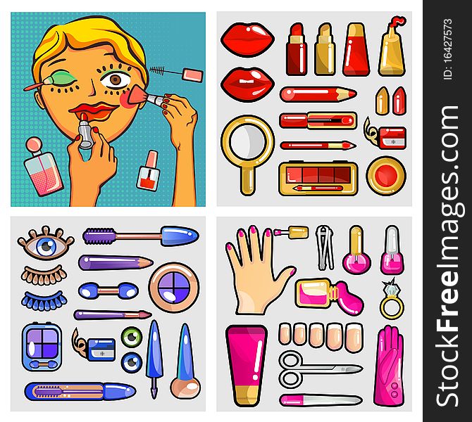 Set of cosmetic illustration vector