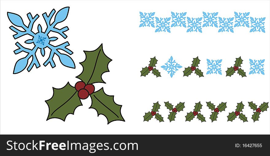 Vector Snowflake And Christmas Flower