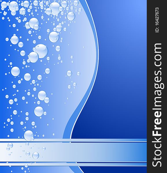Blue underwater background with beautiful bubbles