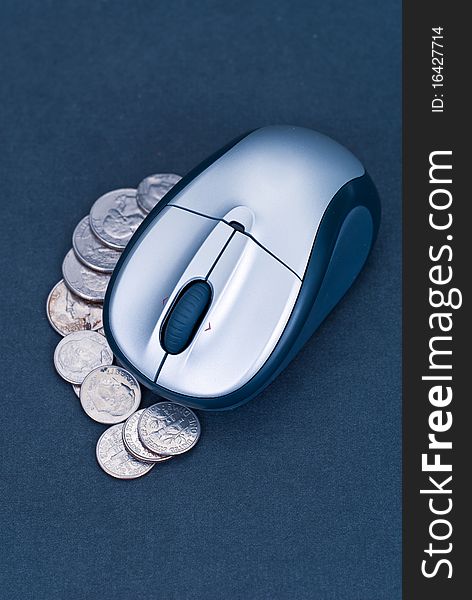 Online Banking Concept Image with Mouse and Coins