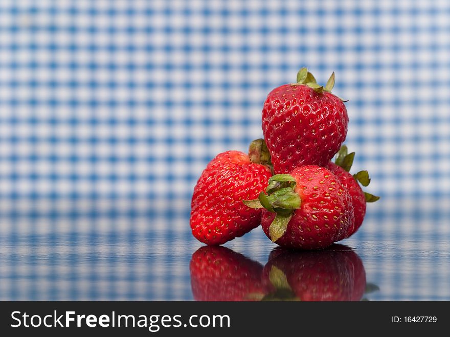 Fresh Strawberries With Picnic Textured Background