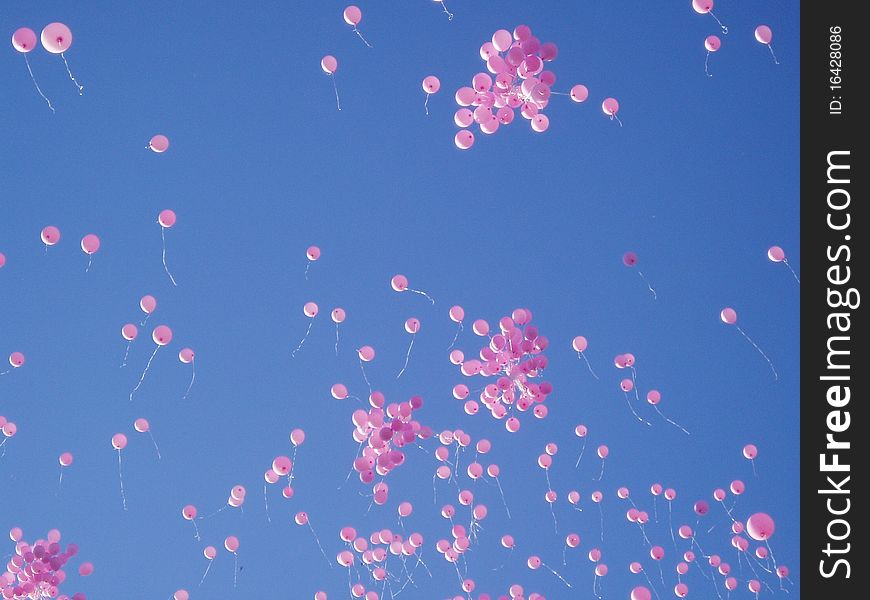 Pink balloons in the sky - photography. Pink balloons in the sky - photography