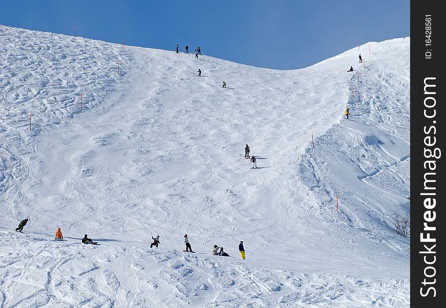 Slope on the skiing resort Flumserberg. Switzerland. Slope on the skiing resort Flumserberg. Switzerland