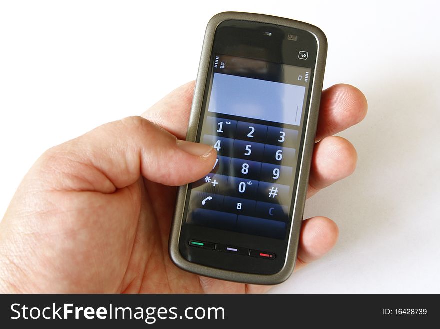 Touchscreen phone isolated at white background
