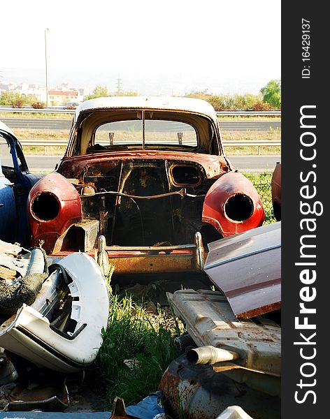 Vintage cars abandoned and rusting away in rural wyoming. Vintage cars abandoned and rusting away in rural wyoming