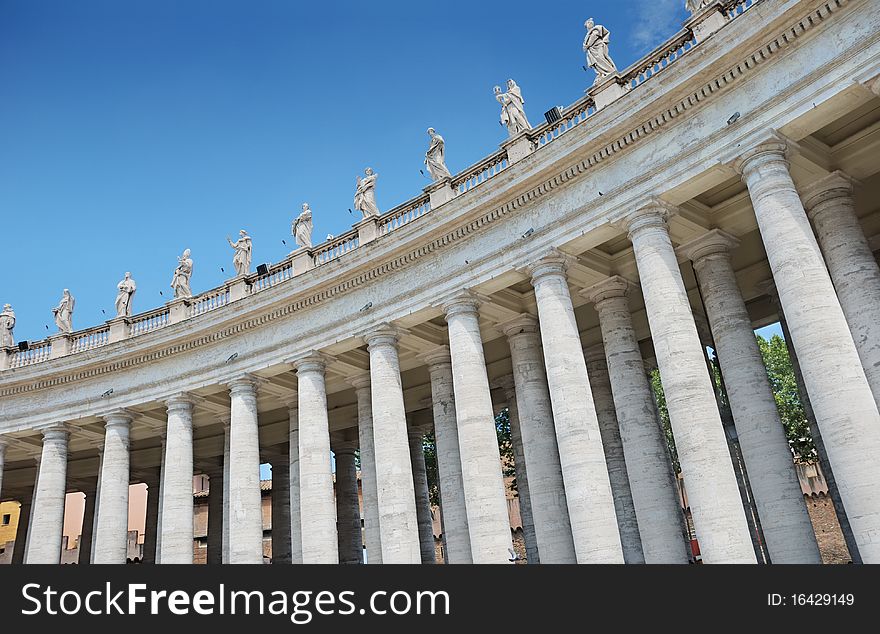 Colonnade of St. Peter's Basilica in Vatican, Rome, Italy. Colonnade of St. Peter's Basilica in Vatican, Rome, Italy.