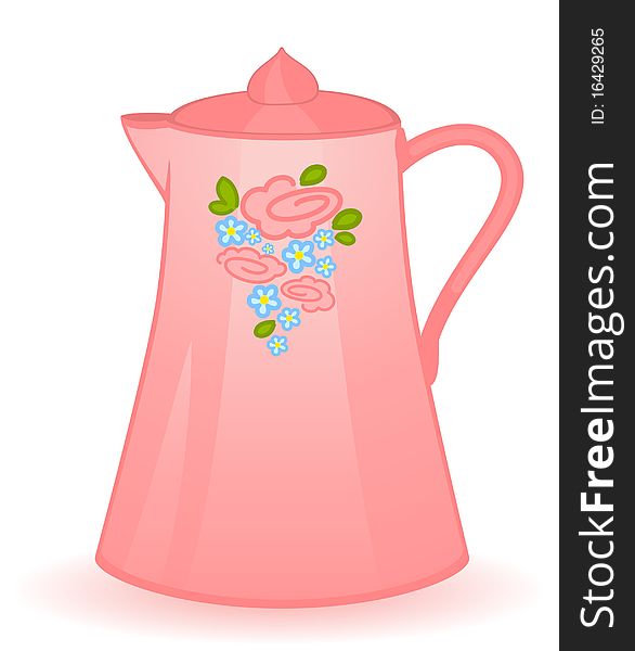 Pink beautiful jug isolated on white