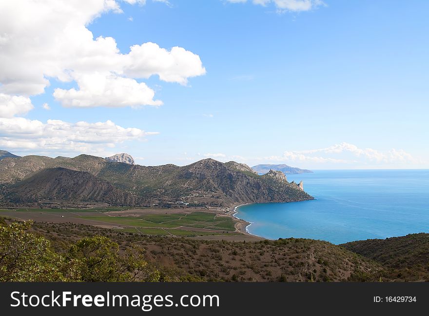 Old Crimea mountains on seacoast