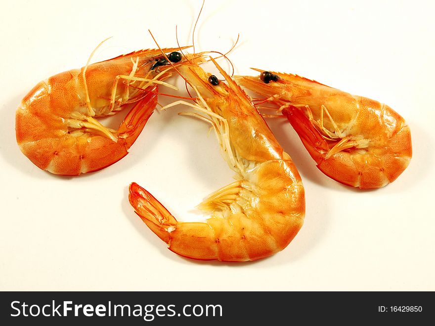 Shrimp, ready for cooking times on a white background. Shrimp, ready for cooking times on a white background