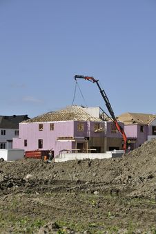 Home Construction Site With Crane Stock Photos