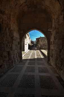 Old Road With An Arch In Byblos North Lebanon Stock Photos