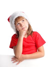 Little Girl In Christmas Hat Royalty Free Stock Image Little Girl In Christmas Hat Royalty Free Stock Image