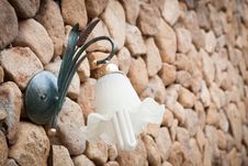 Wall Lamp On Stone Wall Royalty Free Stock Photography Wall Lamp On Stone Wall Royalty Free Stock Photography