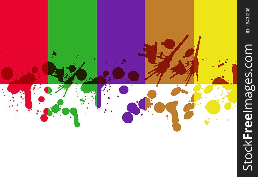 Illustration of colorful splatters and drips on white background. Illustration of colorful splatters and drips on white background.