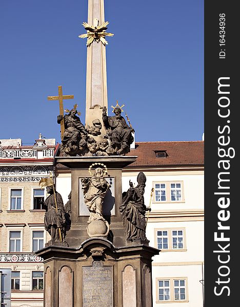 Old memorial in Prague, over sky