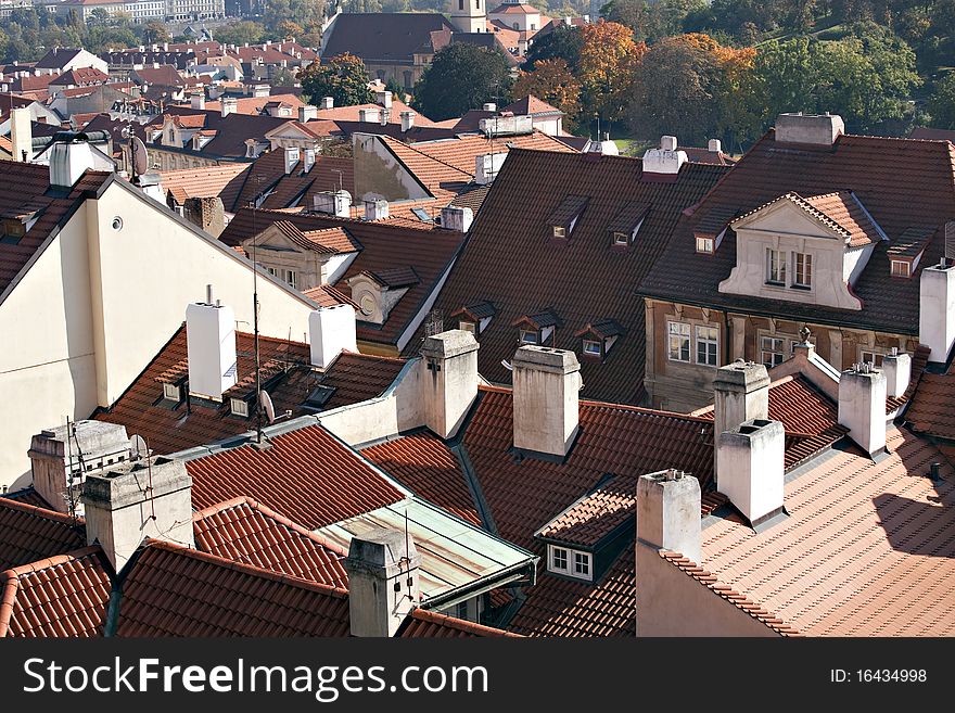 Prague roof tops, under Prague castle