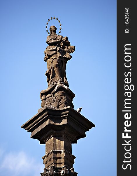 Old memorial in Prague, over sky