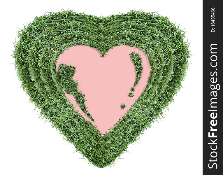 Grass heart shape for photo frame. Grass heart shape for photo frame