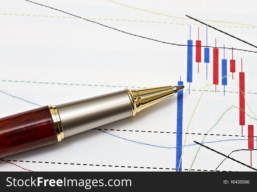 Background of business graph and a pen