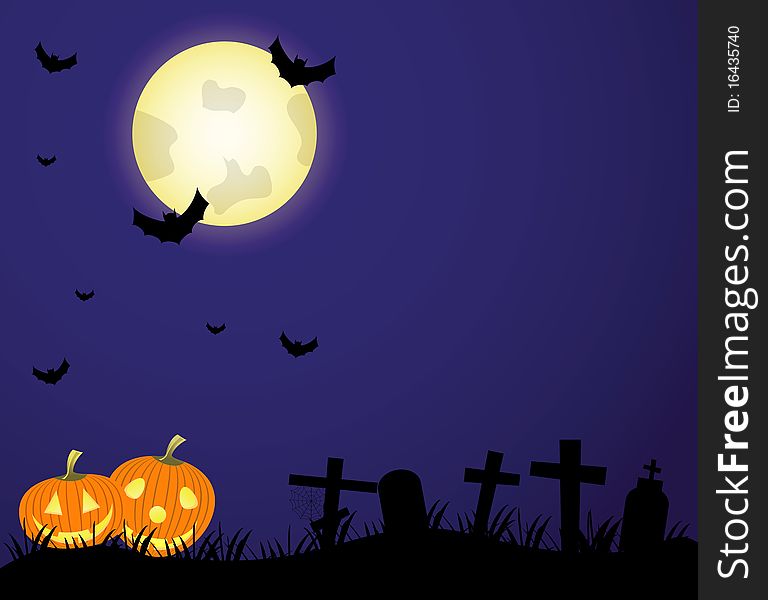 Vector picture about cemetery,pumpkin. Vector picture about cemetery,pumpkin