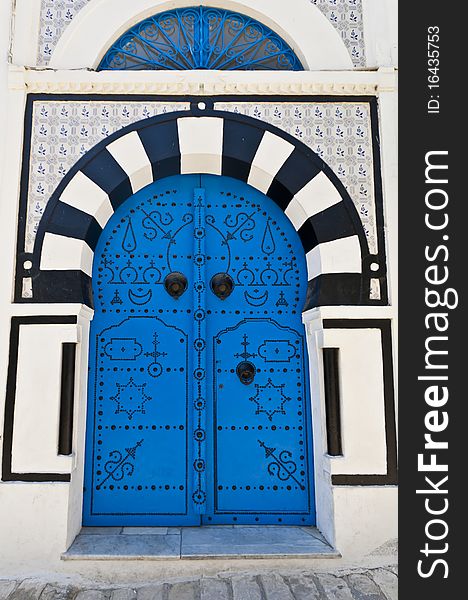 Arabic style door, deep blue with ornament