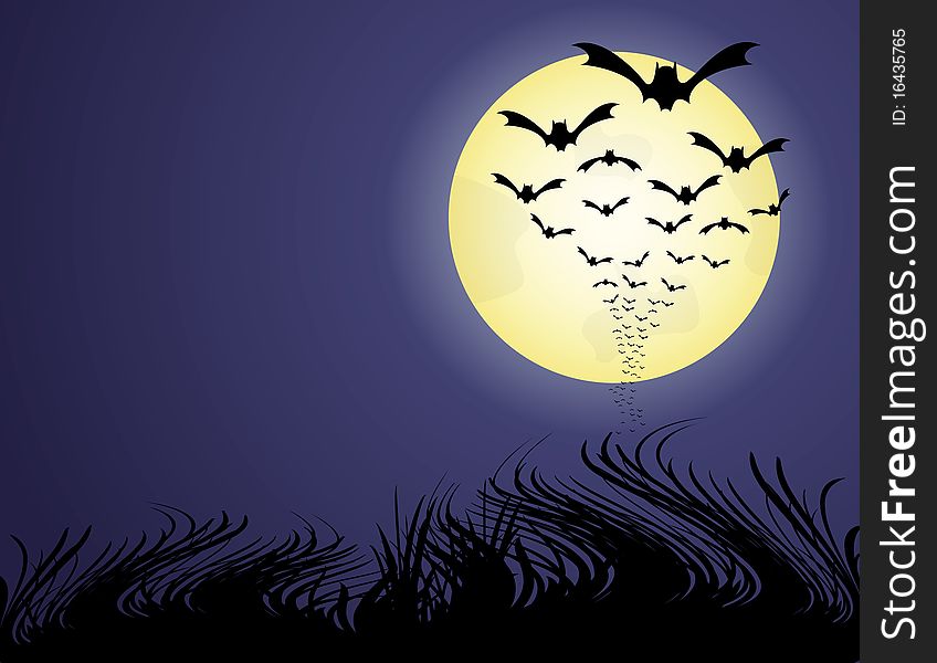 Vector picture about bat and moon. Vector picture about bat and moon.