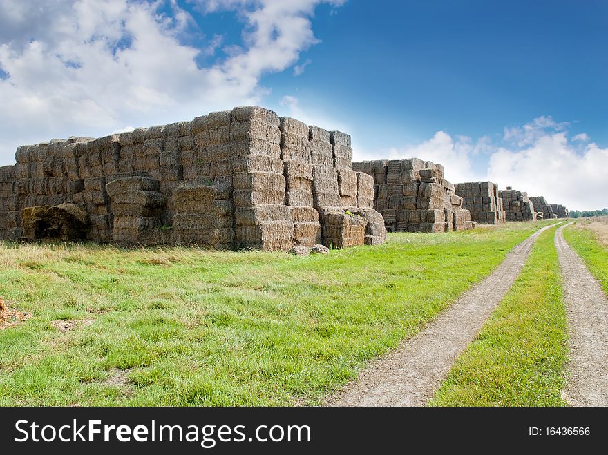 Haystacks Bales In Countryside