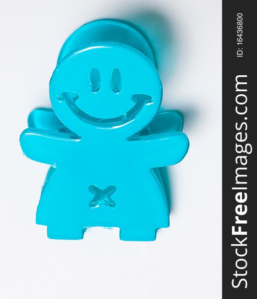 Blue happy paper clip , concept for happy