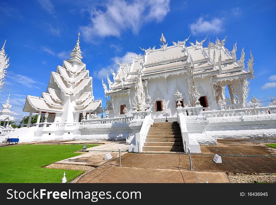 Main chapel of the famous Wat Rong Khun (White temple) in Thailand. Main chapel of the famous Wat Rong Khun (White temple) in Thailand