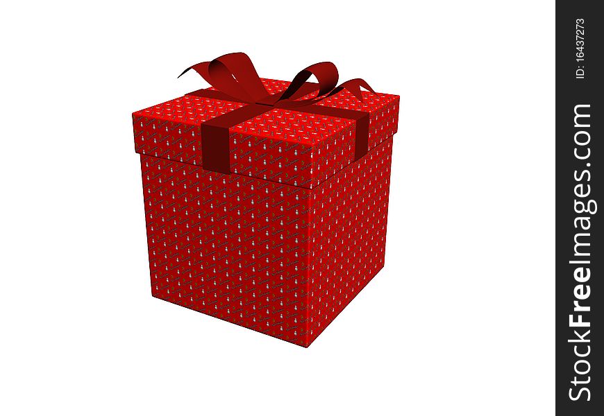 A Christmas gift box over white background.
